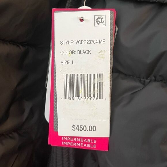 $450 Vince Camuto Onion Belted Long Puffer Coat with Hood, Black in Large, NWT - Picture 11 of 14